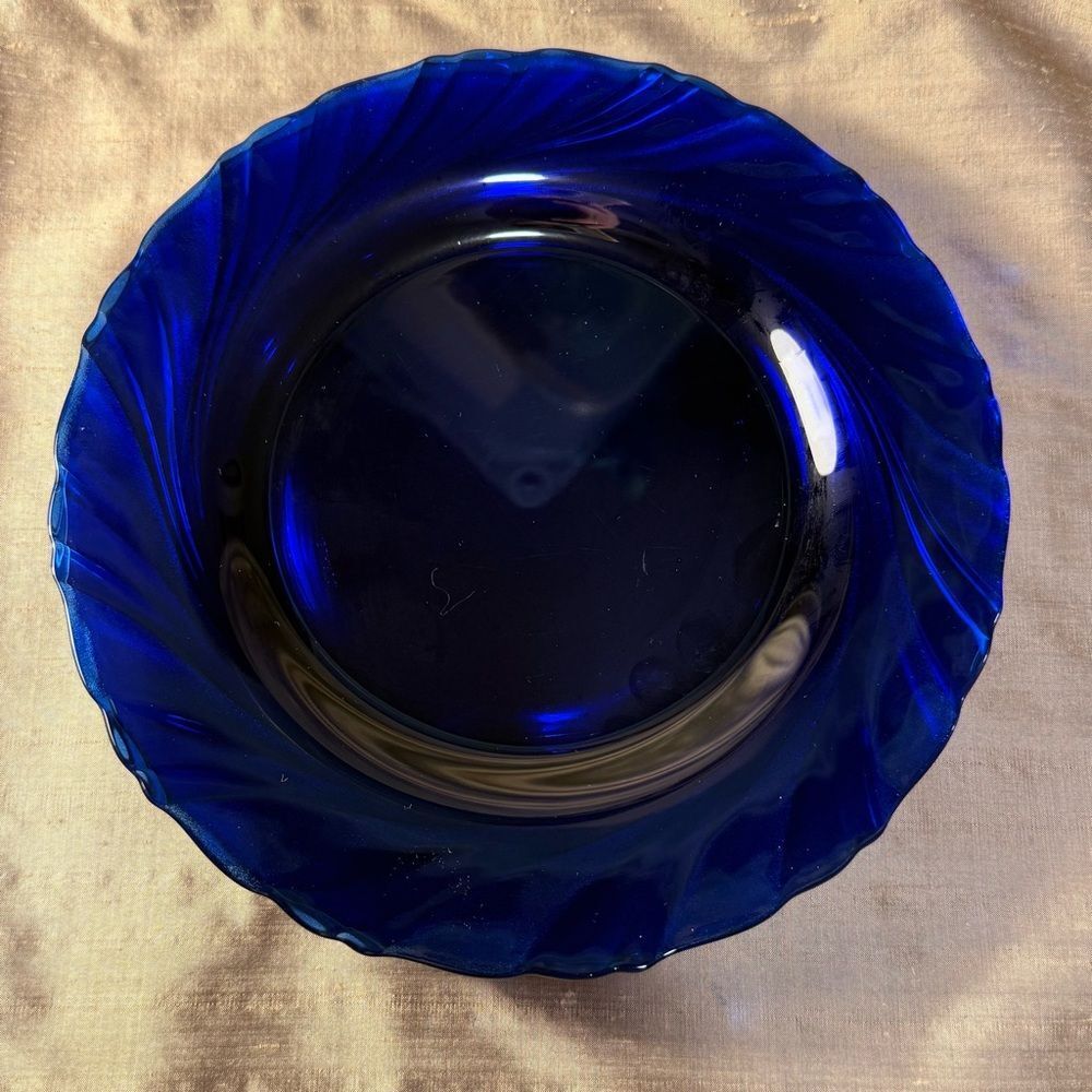 Bormioli Rocco Duralex France Elegant Blue rivage swirl Glass 9" Plate